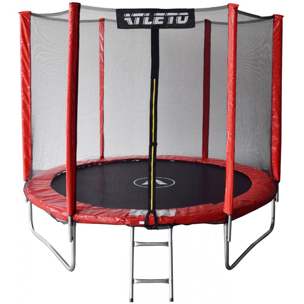 Батут детский Atleto с сеткой и стремянкой 252 см Красный с мячиком (4240044512)