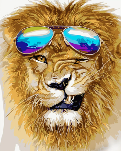 Картина по номерам Strateg Лев в очках 30х40 см (SS6798)