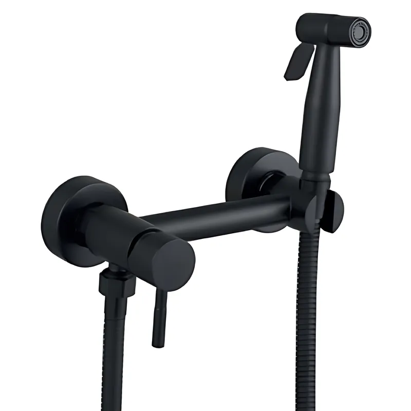 Змішувач настінний з гігієнічним душем MIXXUS SUS-222 з нержавіючої сталі SUS304 Black (MX0680)