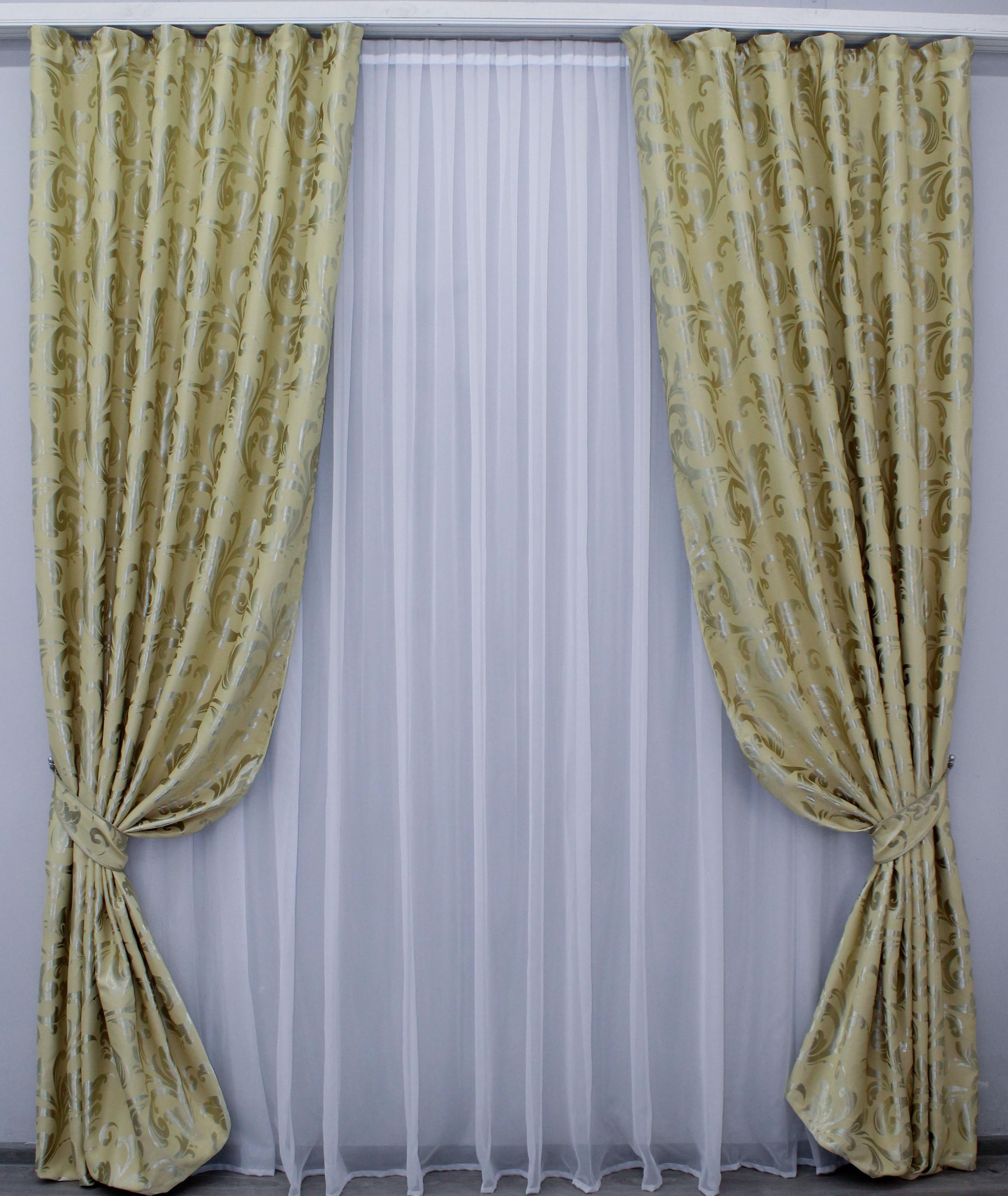 Комплект штор VR-Textil № 1071ш блэкаут 150х270 см 2 шт. Желтый/Серый (30-887)