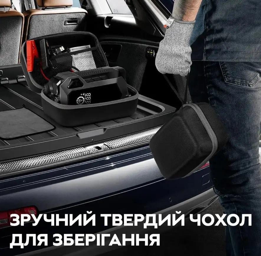 Пуско-зарядний пристрій Quicko 9556 з компресором та Power Bank 6000 мАч Black/Red (630961) - фото 3 Пуско-зарядний пристрій Quicko 9556 з компресором та Power Bank 6000 мАч Black/Red (630961) - фото 3