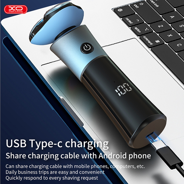 Електробритва Xo CF32 для голення портативна аккумуляторна IPX6 600 mAh LED-дисплей Синій (CF32) - фото 9