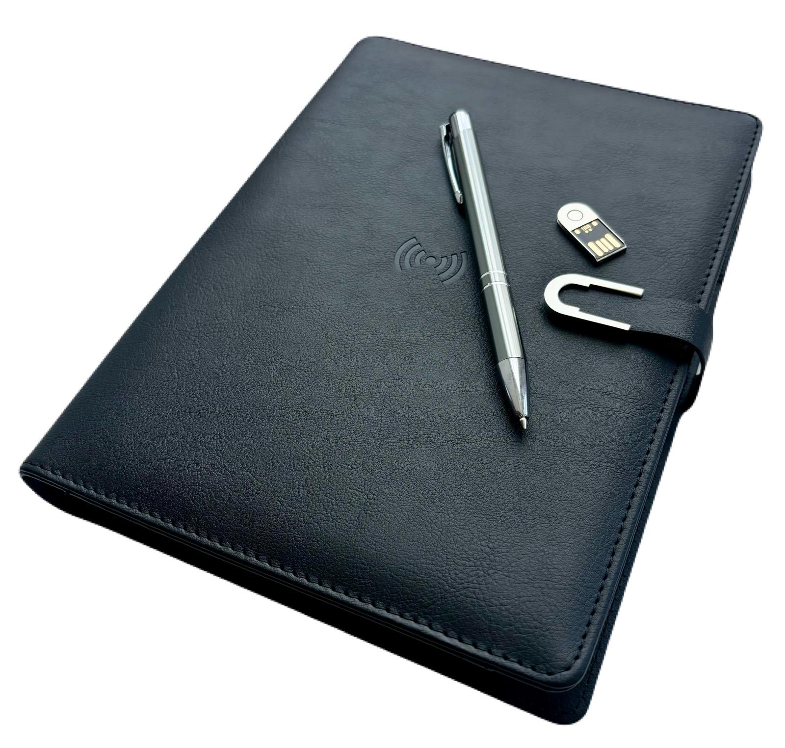 Блокнот-ежедневник AB tech Colorful c беспроводной зарядкой/Power Bank и USB flash 16 Gb Сірий - фото 2