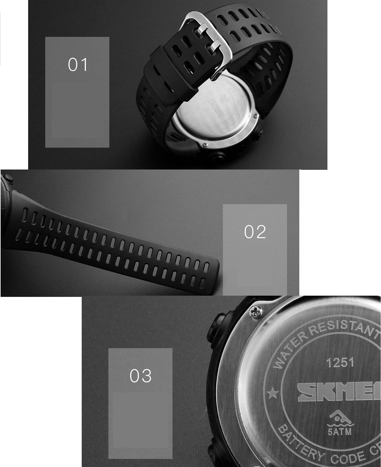 Наручний годинник чоловічий Skmei 1251 Чорний (1251 black/red) - фото 8 Наручний годинник чоловічий Skmei 1251 Чорний (1251 black/red) - фото 8