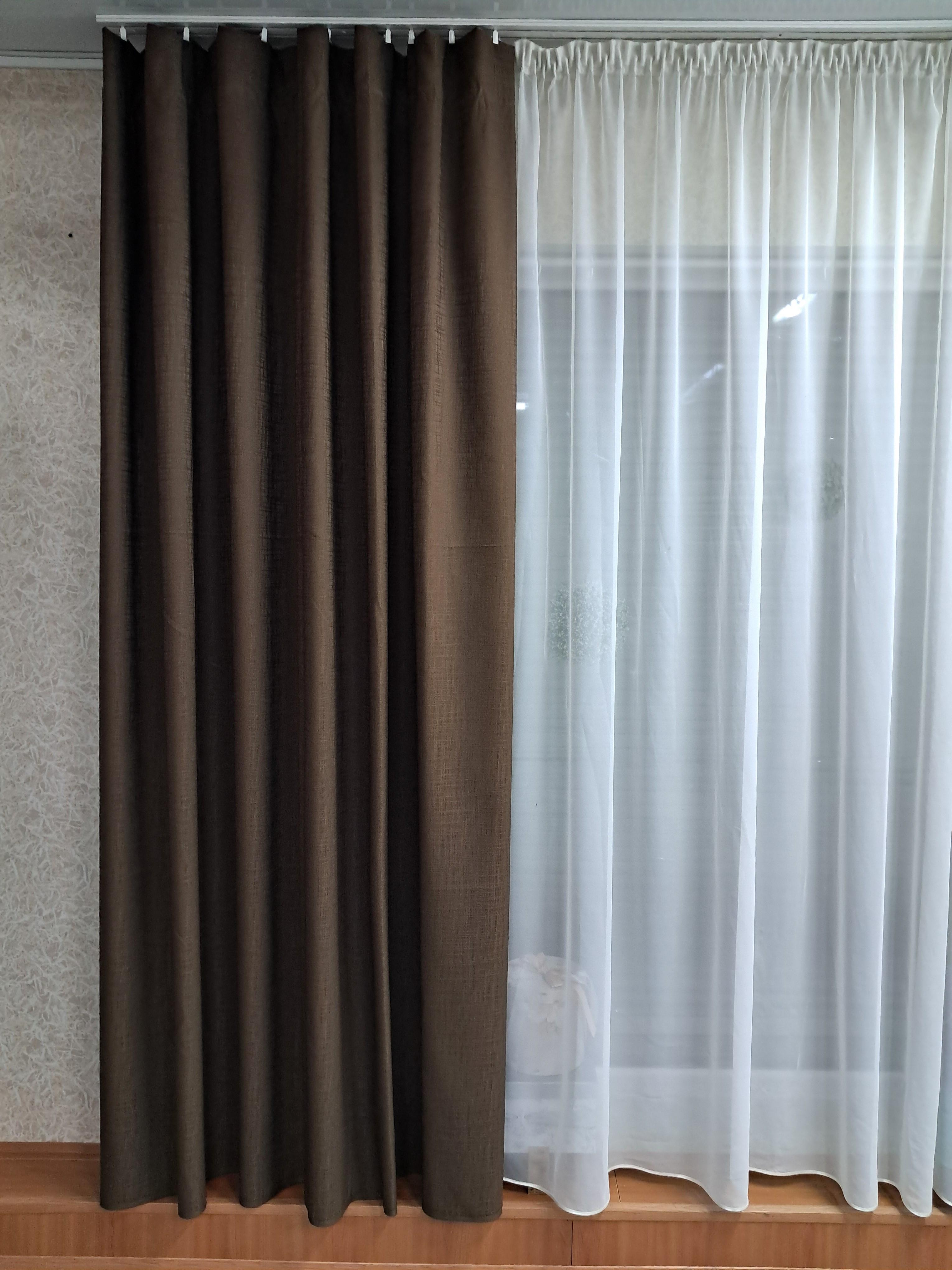 Штора Жаккардовая элегантность с эффектом жатки 270х200 см Коричневый