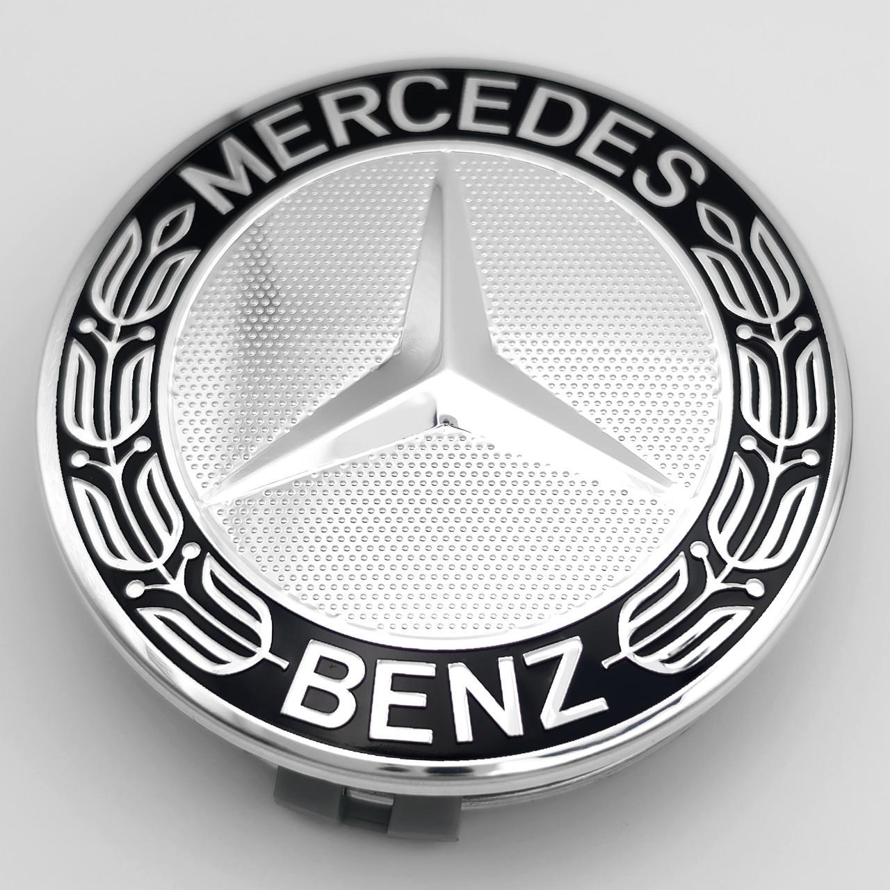 Колпачок заглушка ступицы колеса Mercedes Benz 75 мм тип 4 Хром/Черный (3012670940)