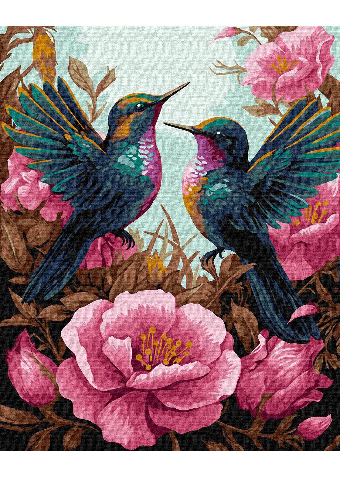 Картина по номерам Идейка Утонченный колибри с красками металлик extra 40х50 см (KHO6566)