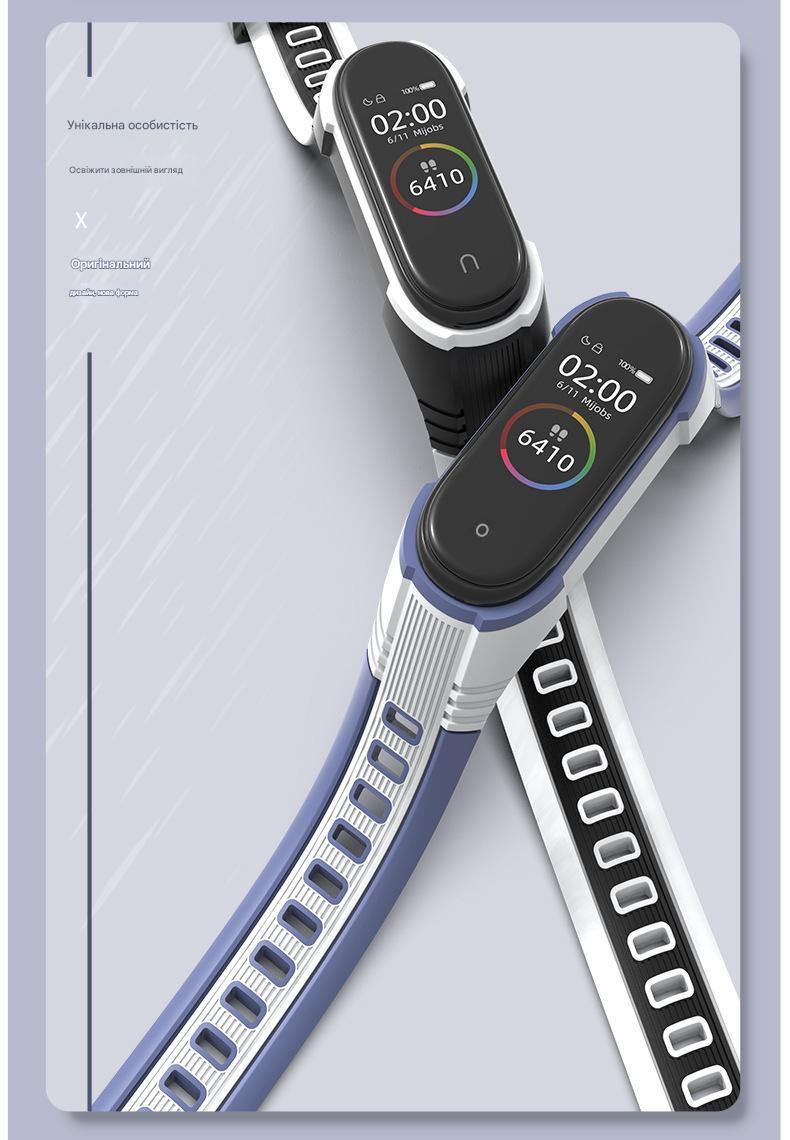 Ремешок для смарт-браслетов MiJobs X-Sport Two-Color для Xiaomi Mi Band 4/3 Черный/Хаки (1380P) - фото 2