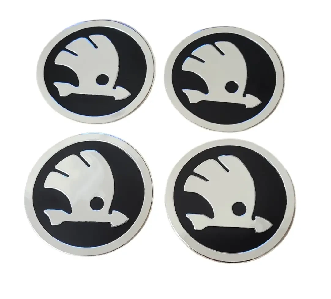 Наклейки на колпаки Skoda 90 мм 4 шт. Черный