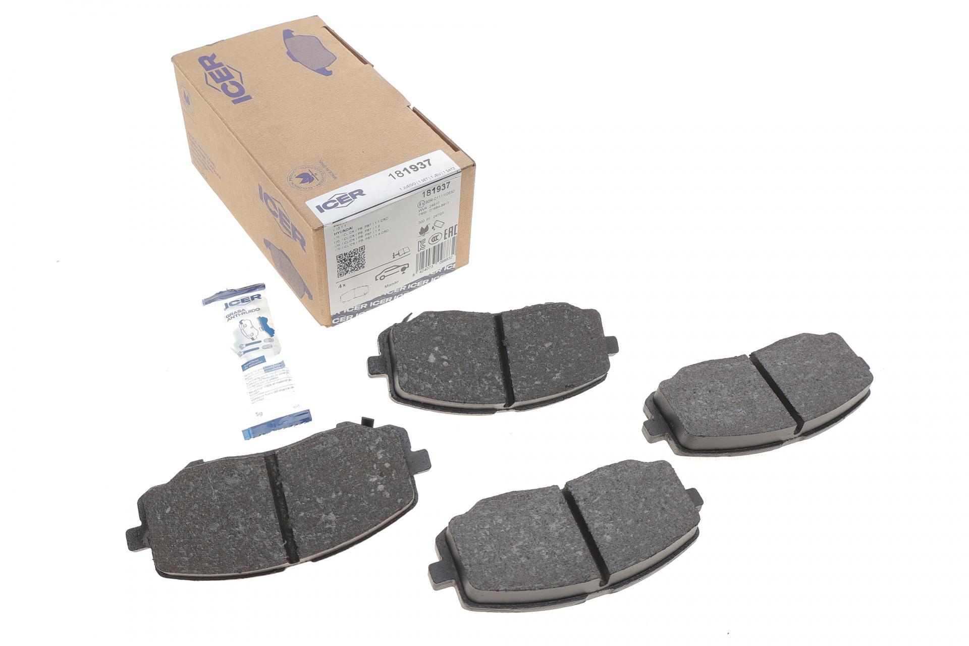 Тормозные колодки передние ICER для Dodge i10 07-/Hyundai i20/Click 08- (181937)