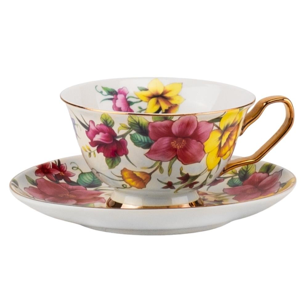 Кружка фарфоровая с блюдцем Vintage Bloom 200 мл (9217-002)