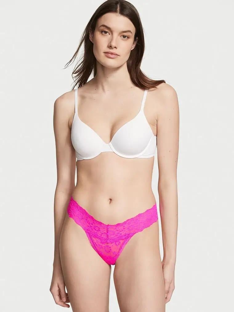 Трусики кружевные Victoria's Secret Logo Cotton Thong Panty Pink S Розовый (26645499) Трусики кружевные Victoria's Secret Logo Cotton Thong Panty Pink S Розовый (26645499)