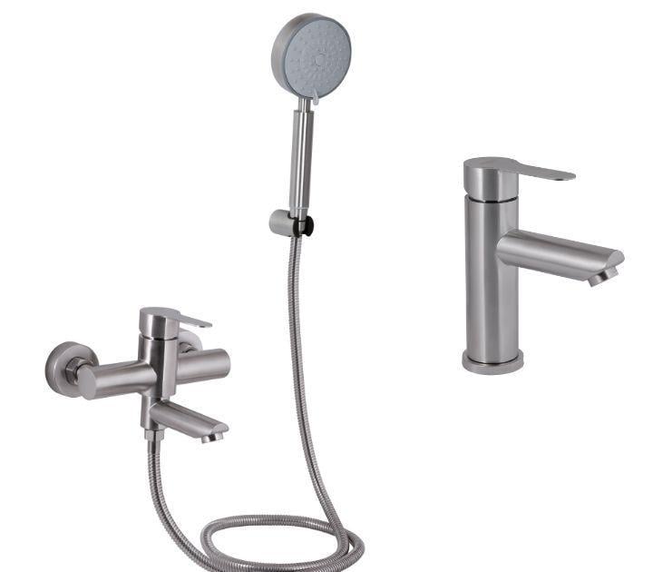 Набор смесителей для ванны Brinex Pure 006001 Nickel BRIPUR006001FNKL из нержавеющей стали