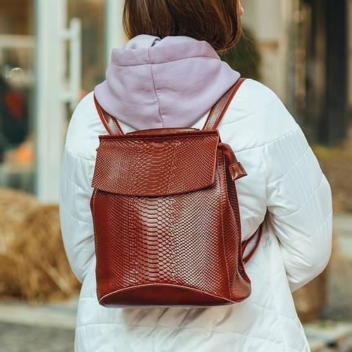 Женский рюкзак Tiding Bag на два отделения из натуральной кожи Коричневый (00335)