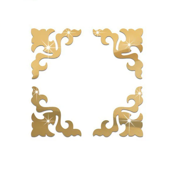 Декоративная наклейки на стене с зеркальной поверхности C00606-1 4 шт. Золотой