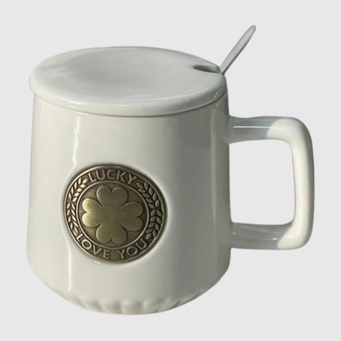 Чашка с крышкой и ложкой Мальта 360 мл Белый (21-біл-O8030-244)