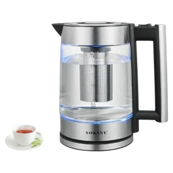 Електрочайник скляний Sokany SK-09062/12 1,8 л 1800 Вт (30571989) - фото 2 Електрочайник скляний Sokany SK-09062/12 1,8 л 1800 Вт (30571989) - фото 2