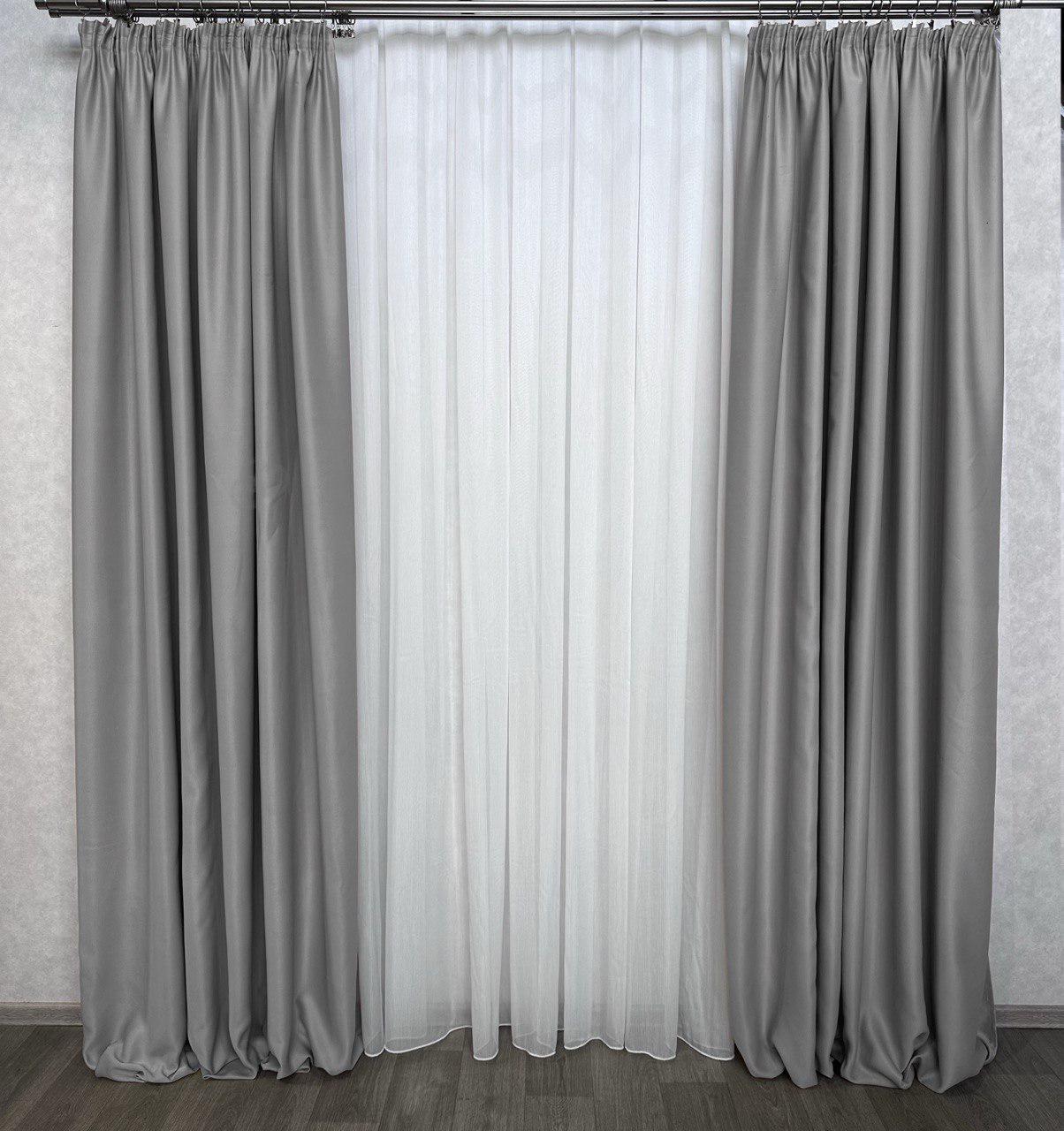 Комплект штор Aldo блэкаут 150х275 №15 2 шт. Серый - фото 1