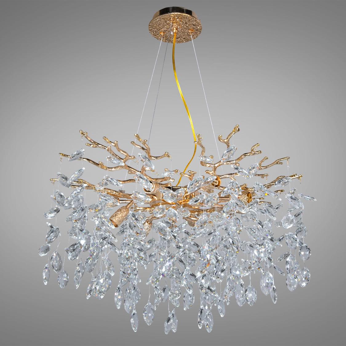 Люстра хрустальная 608-600GD Глициния 8 ламп Золотой (30302396)