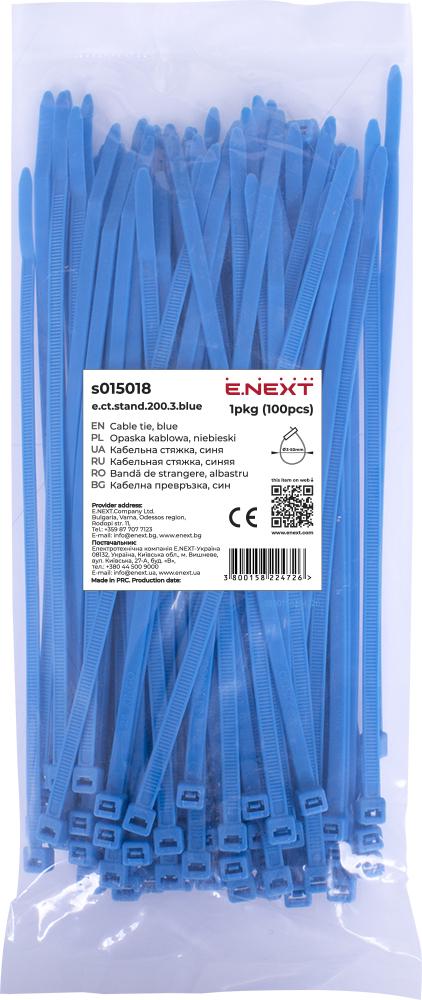 Стяжка-хомут кабельная E.NEXT e.ct.stand.200.3.blue нейлон 200х3 мм 100 шт. Синий (s015018)