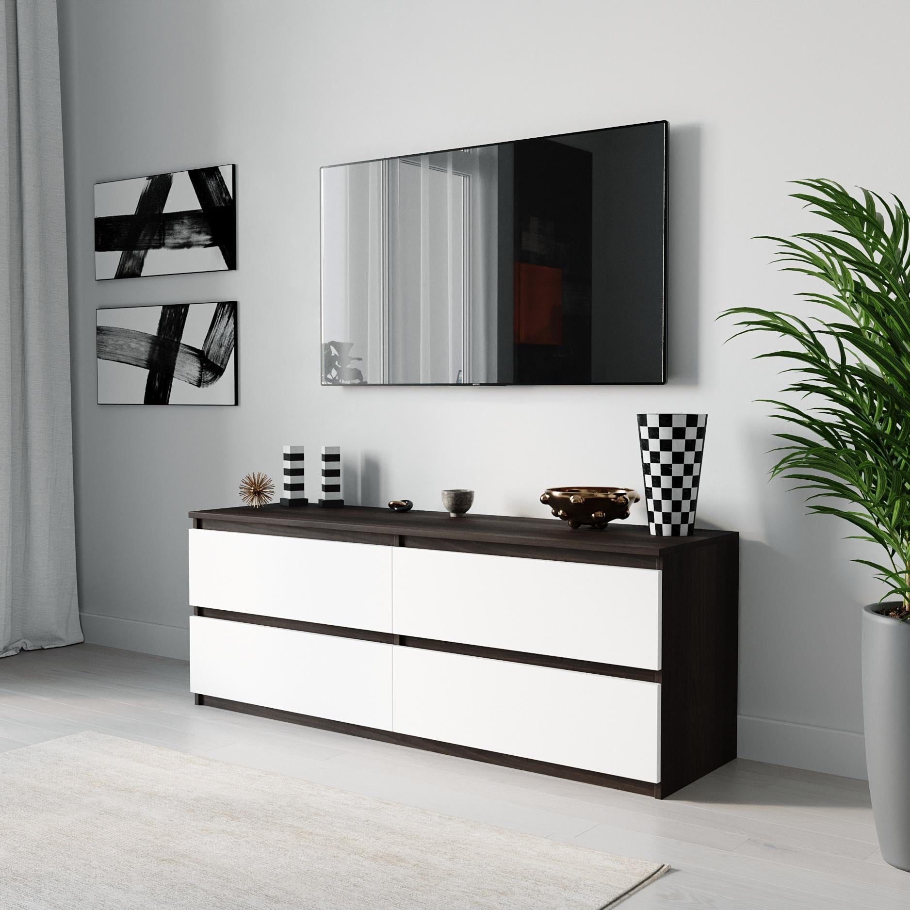 Тумба под телевизор с 4 ящиками 1400х530х400 мм Венге темный/Белый (mt-223-vg-wh)