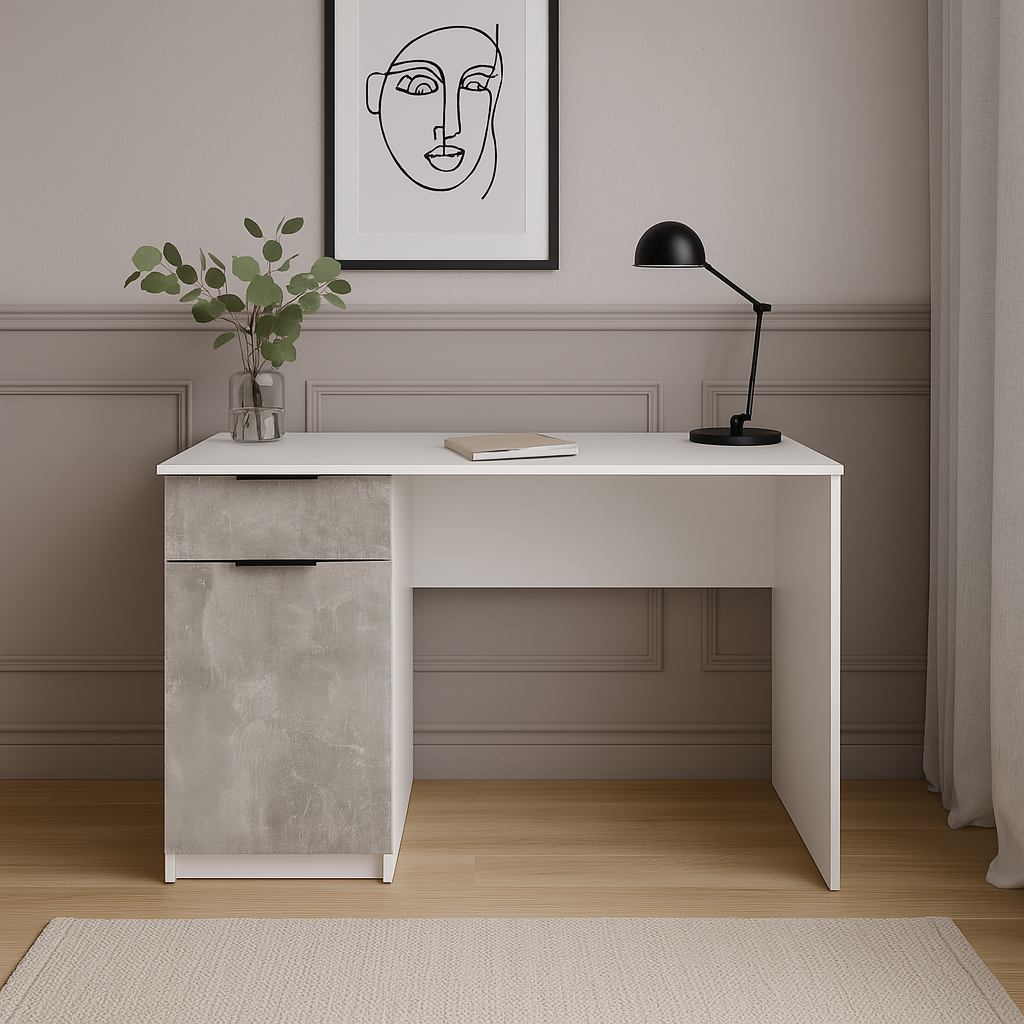 Стол письменный СП3 1Я1Д SENAM 750х1100х600 мм корпус ДСП Белый фасад ДСП Ателье светлый