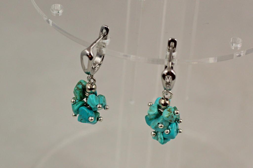 Серьги подвески кисть говлит с прожилками 4,2 см Серебристый (29633398)