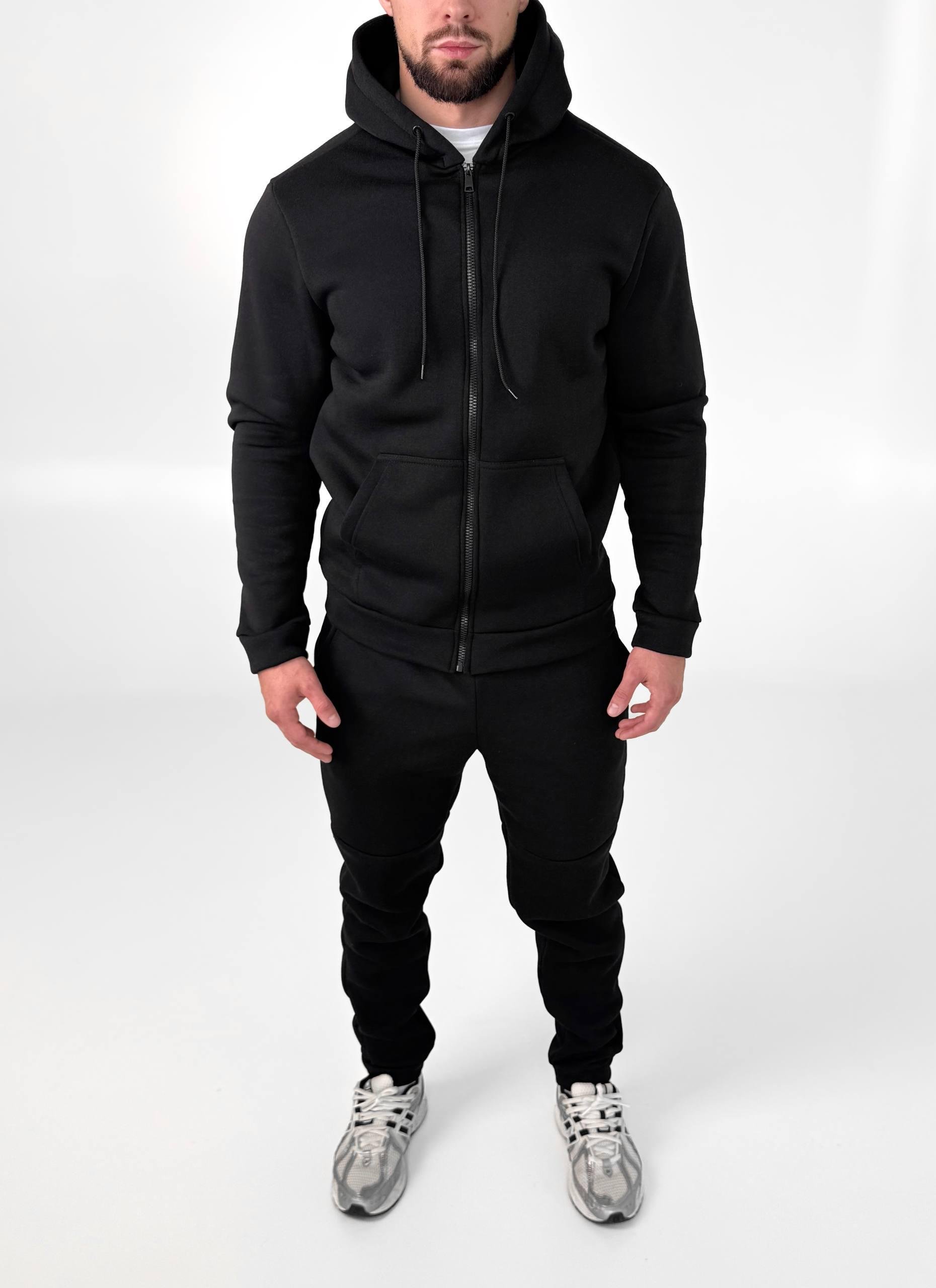 Спортивный костюм мужской 26019 зимний на замке и флисе XXL Черный (26019/4)