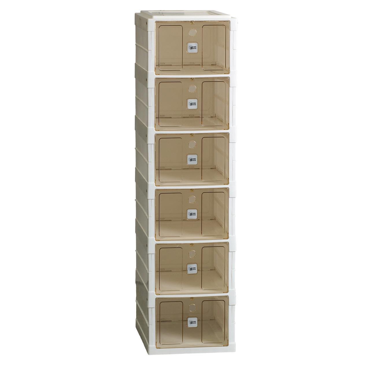 Шафа для взуття портативна пластикова 6 полиць 33х26х100 см Білий