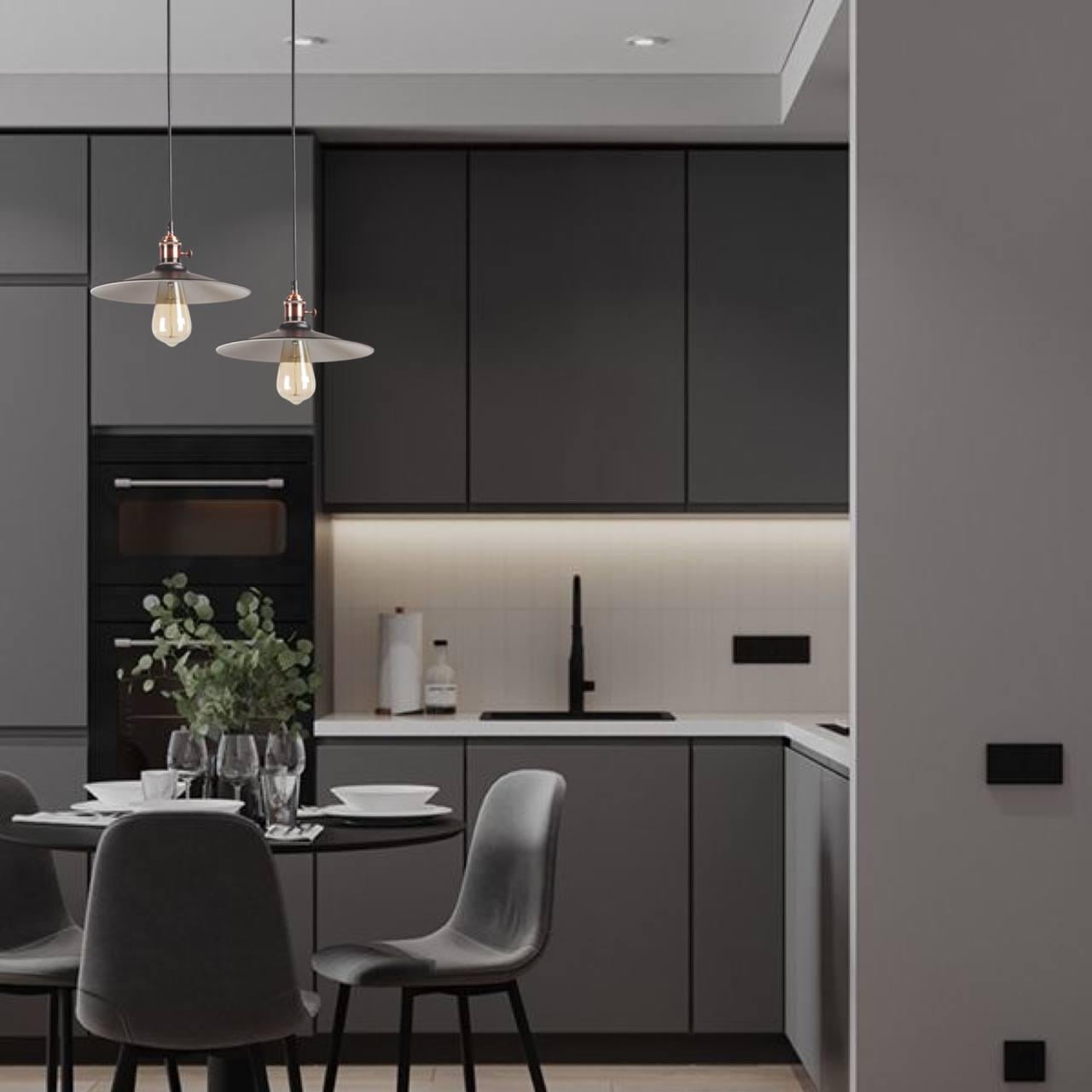 Світильник підвісний Чорний (52-836F-1 BK+WH) - фото 2 Світильник підвісний Чорний (52-836F-1 BK+WH) - фото 2