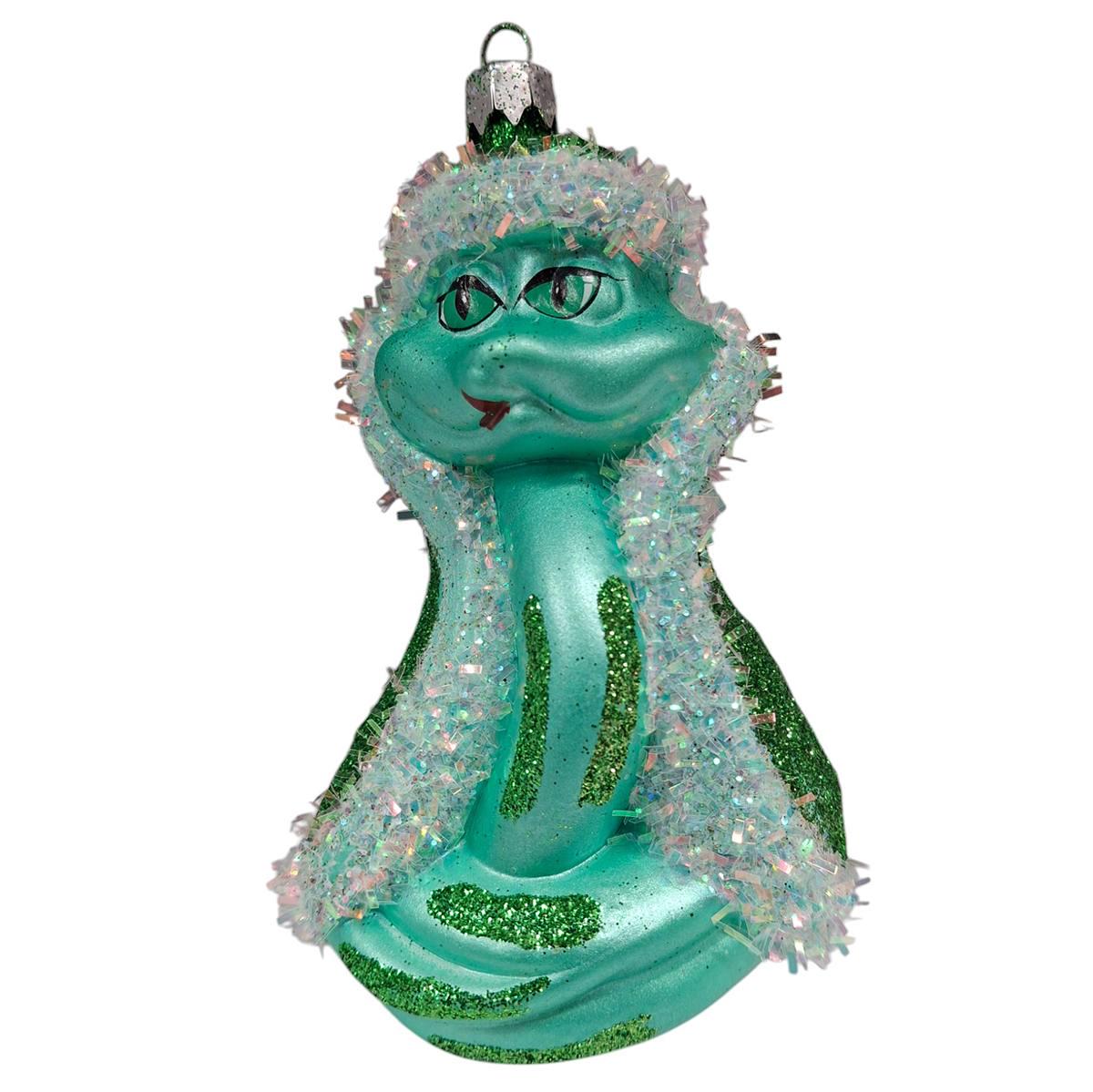 Фигурка новогодняя Змея в шубе мраморная 12х7,5 см