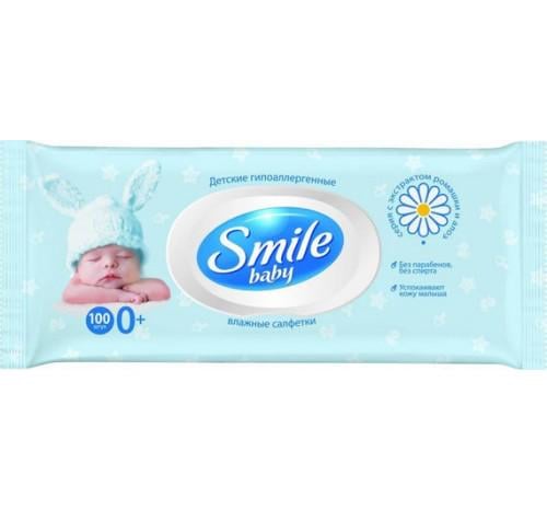 Детские влажные салфетки Smile Baby с экстрактом ромашки, алоэ и витаминным комплексом с клапаном 100 шт. (4120)