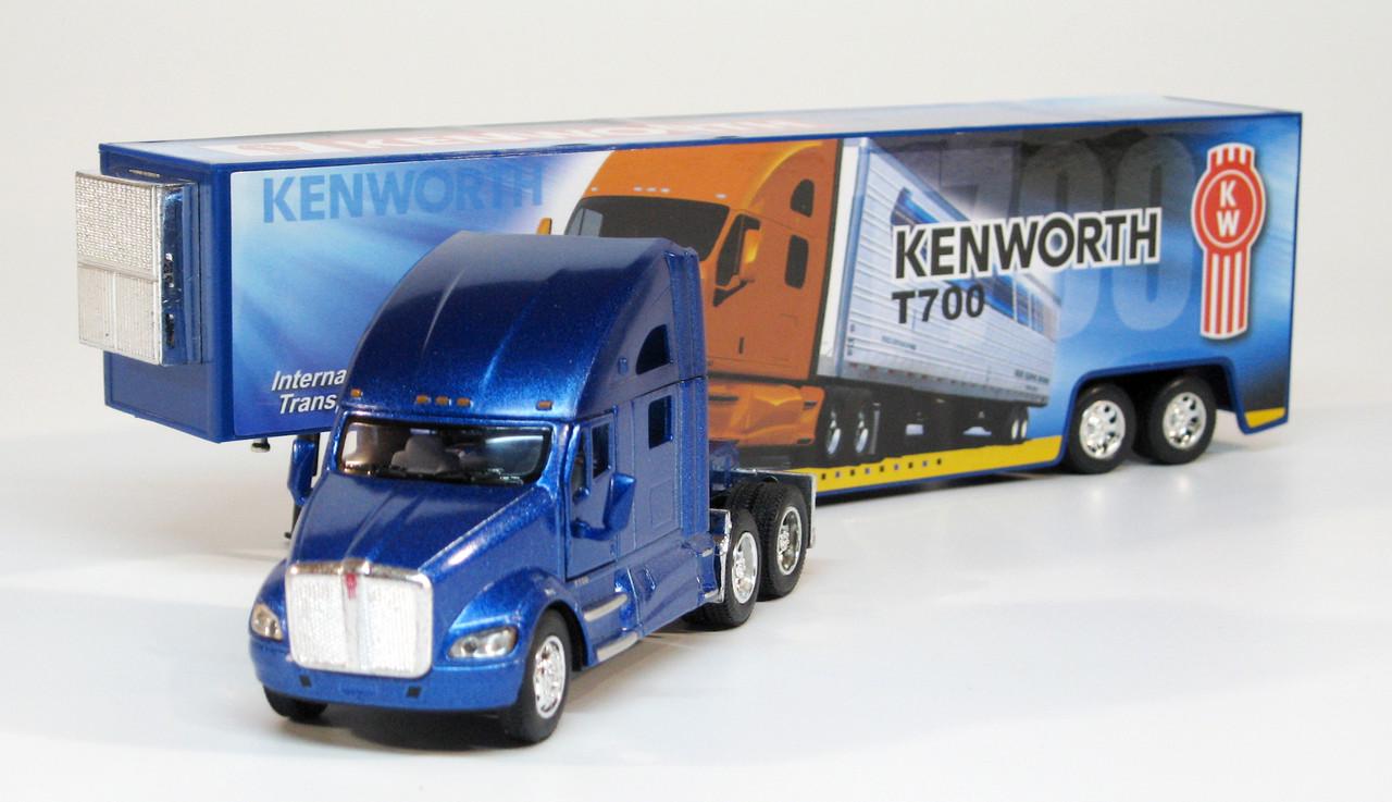 Машинка Kinsmart металлическая KT1302W Kenworth T700 with container Cиний - фото 5 Машинка Kinsmart металлическая KT1302W Kenworth T700 with container Cиний - фото 5
