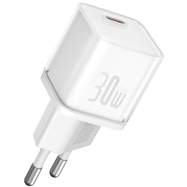 Зарядний пристрій мережевий Baseus GaN5S Fast Charger 1C 30 W EU Moon White (KST-P10162504213-00)