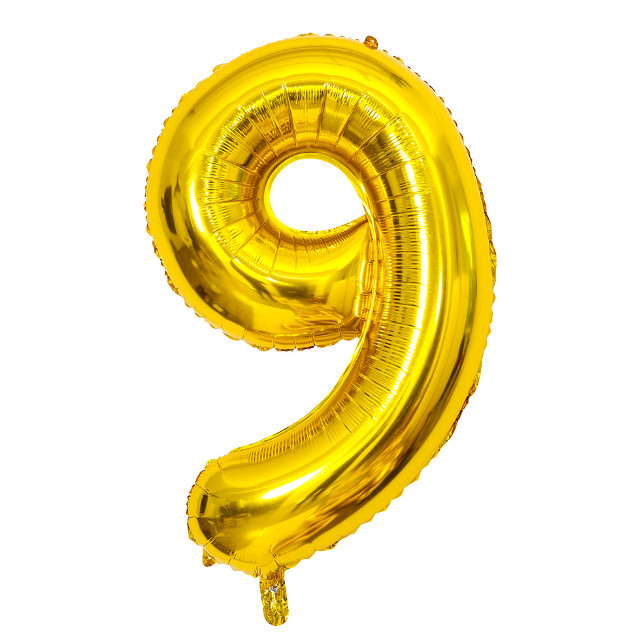 Кулька надувна у формі цифри 9 7974 40х98 см Золотий (4399282) - фото 1
