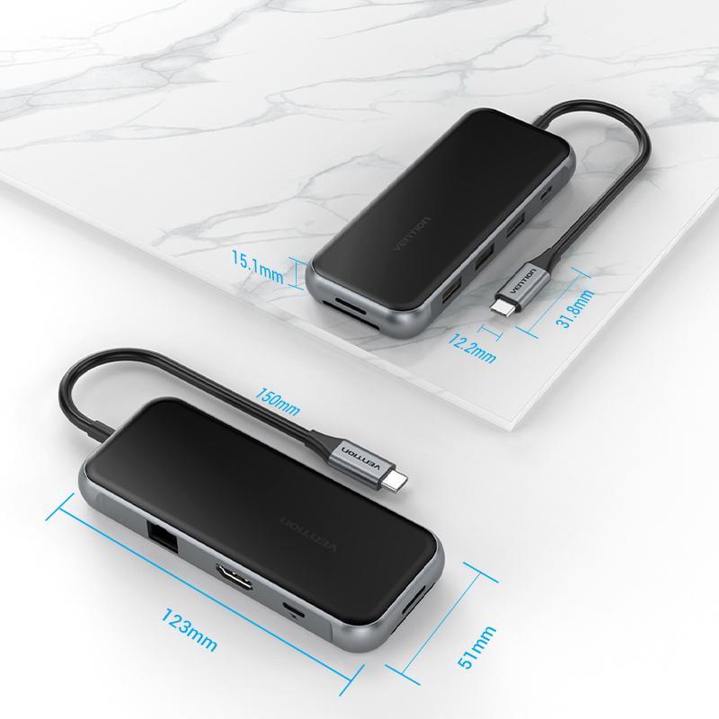 USB-хаб Vention Type-C-USB Чорний (TFHHB) - фото 14 USB-хаб Vention Type-C-USB Чорний (TFHHB) - фото 14