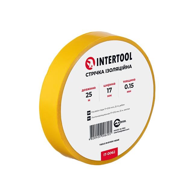 Стрічка ізоляційна Intertool 0,15x17 мм 25 м Жовтий (IT-0062)