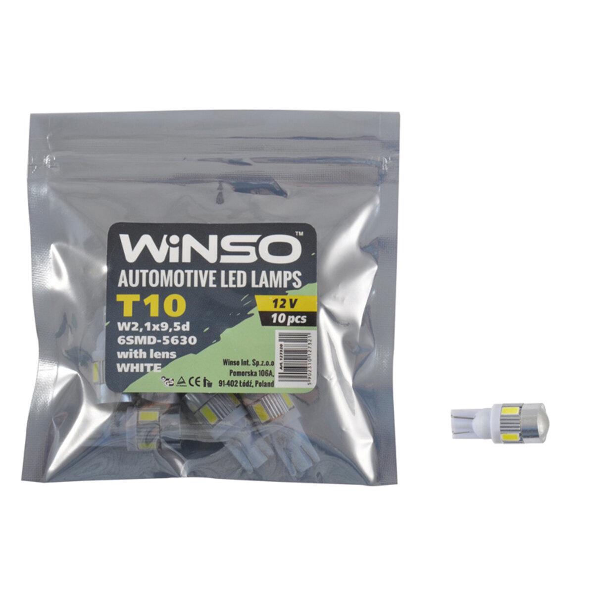 Автолампа LED Winso 12V SMD T10 W2.1x9.5d 10 шт. (127320)