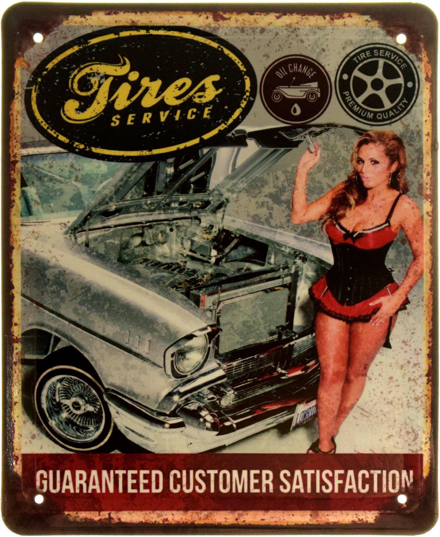 Табличка металлическая "Guaranteed Customer Satisfaction Pin Up" 18x22 см (ms-103854)