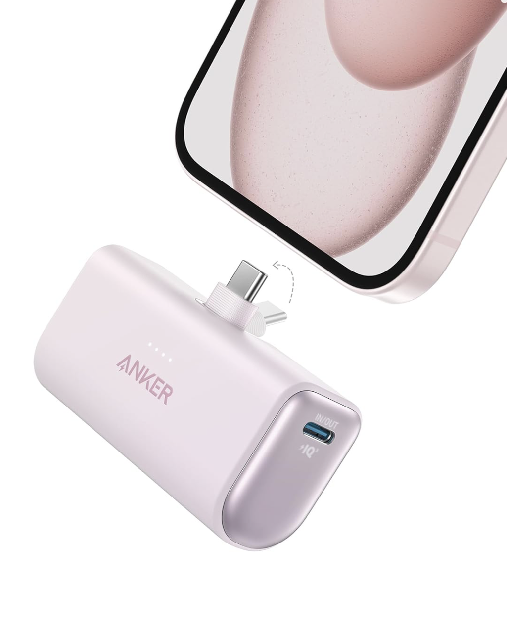 Повербанк Anker Nano із вбудованим складаним роз’ємом USB Type-C 22,5W 5000 mAh Pink - фото 3