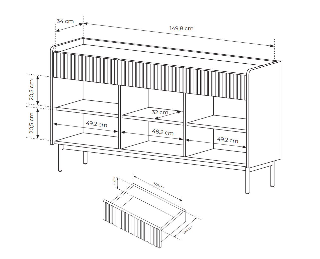 Комод Perfect Home Level 3D3S/153 3-дверный с 3 ящиками Бежевый/Дуб сканди (PFH-091155) - фото 6