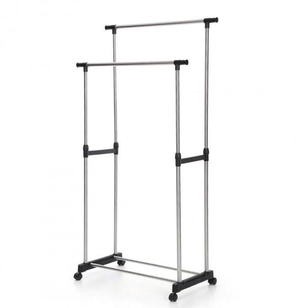 Стойка для одежды и обуви Clothes Rack Double CR-06 телескопическая двойная Черный (SS-08)