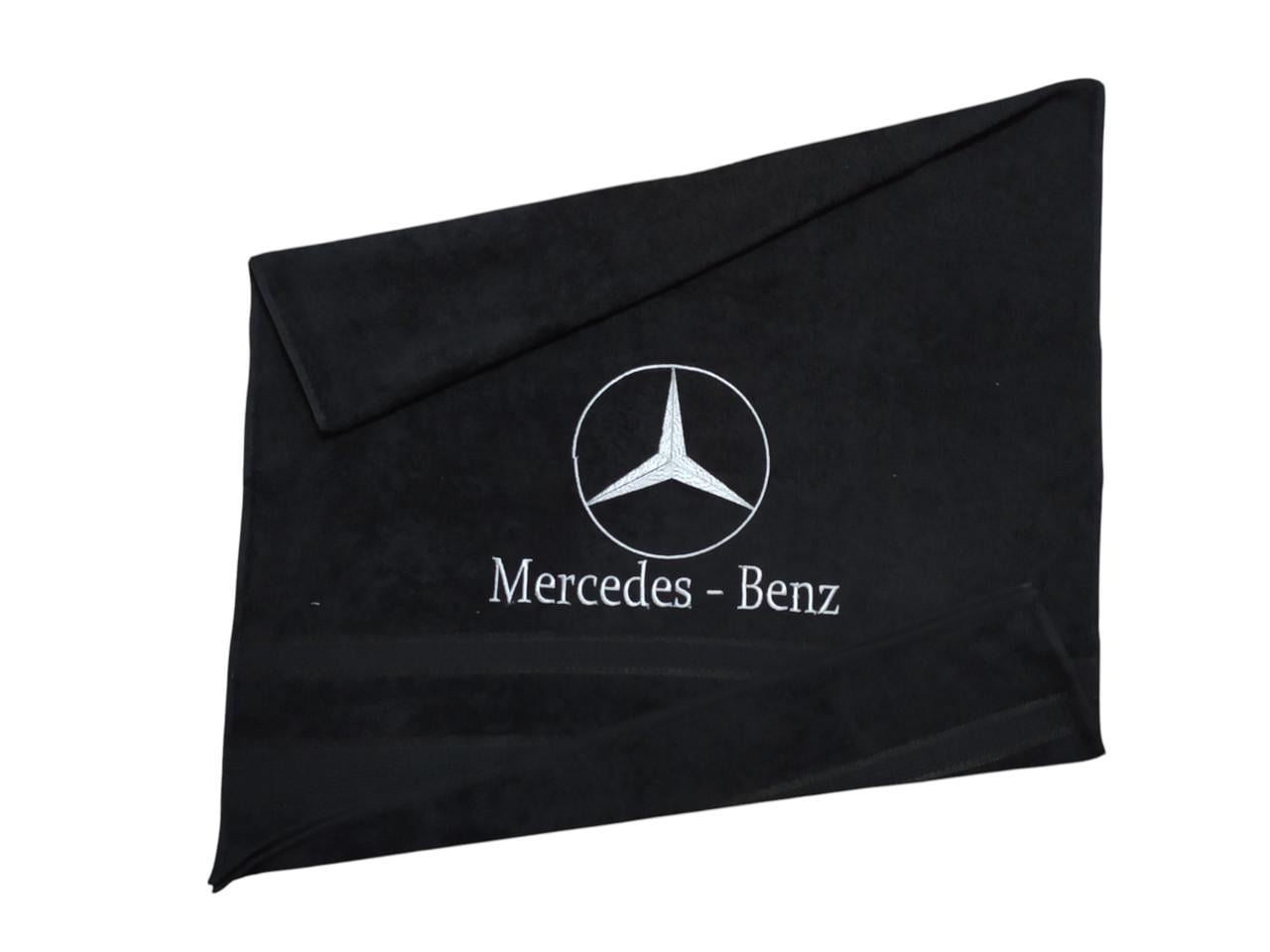 Полотенце с вышивкой Mercedes махровое 70х140 см Черное (00451)