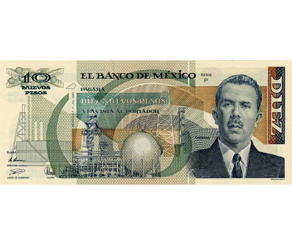 Коллекционная банкнота Мексика 10 песо 1992 AU-UNC (P953)