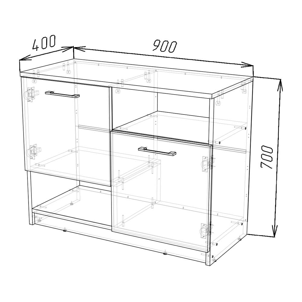 Комод для спальни с открытыми полками и дверцами OSLO 90х70х40 см (000062266) - фото 2