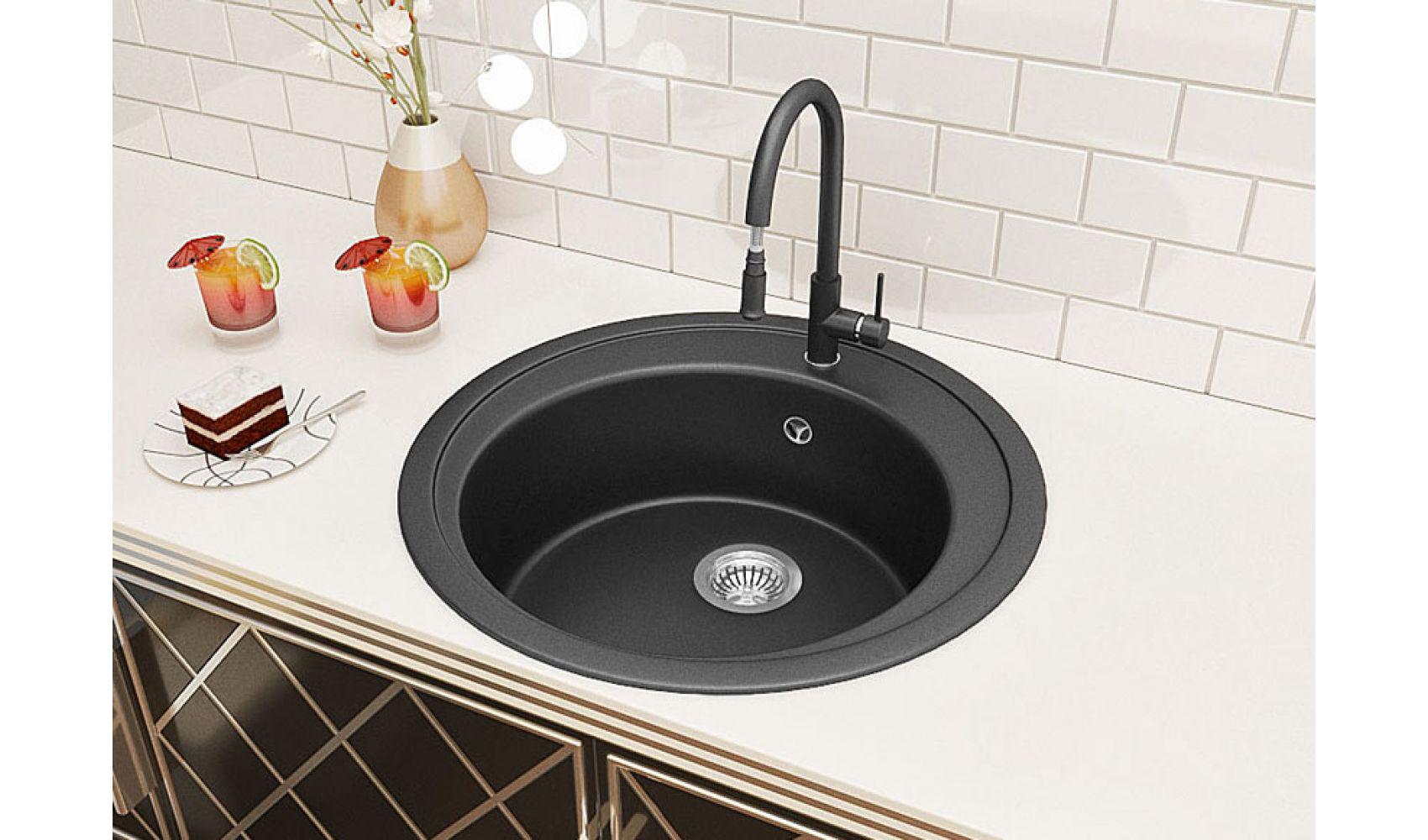 Кухонная мойка Lexona Blansh гранитная з краном Черный - фото 2