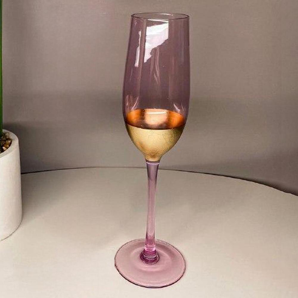 Бокал для шампанського із золотим обідком 250 мл Рожеве золото (21-AT10239) - фото 9
