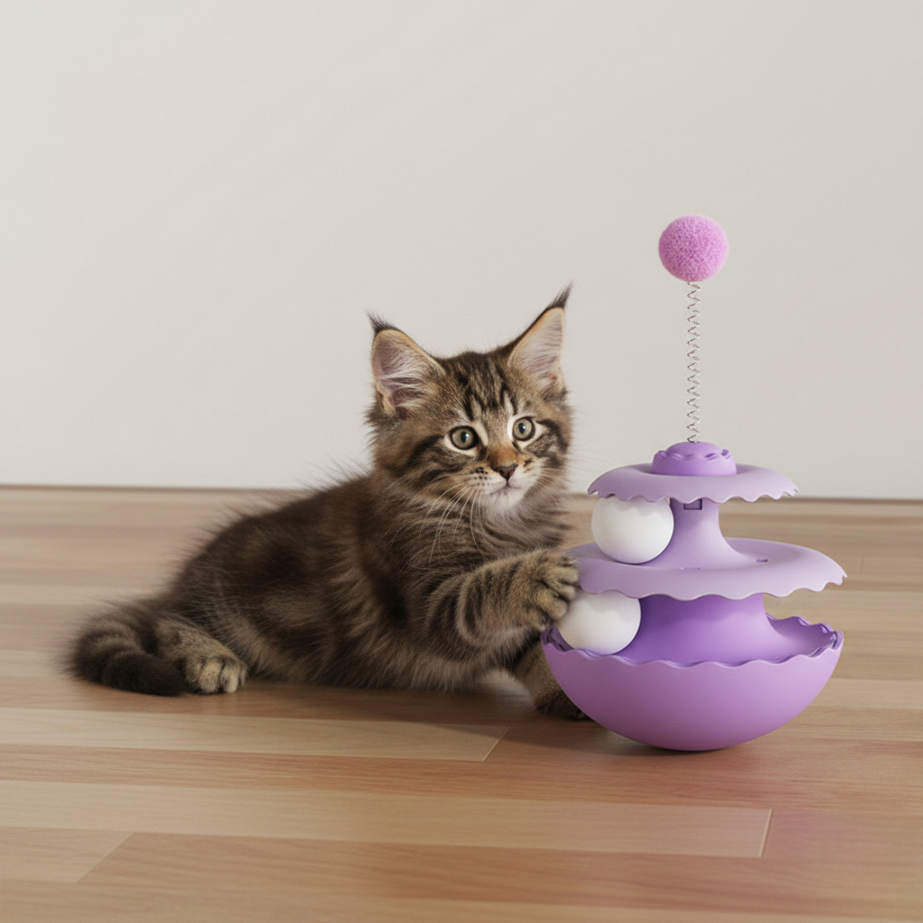 Игрушка интерактивная трек неваляшка для котиков 27 см