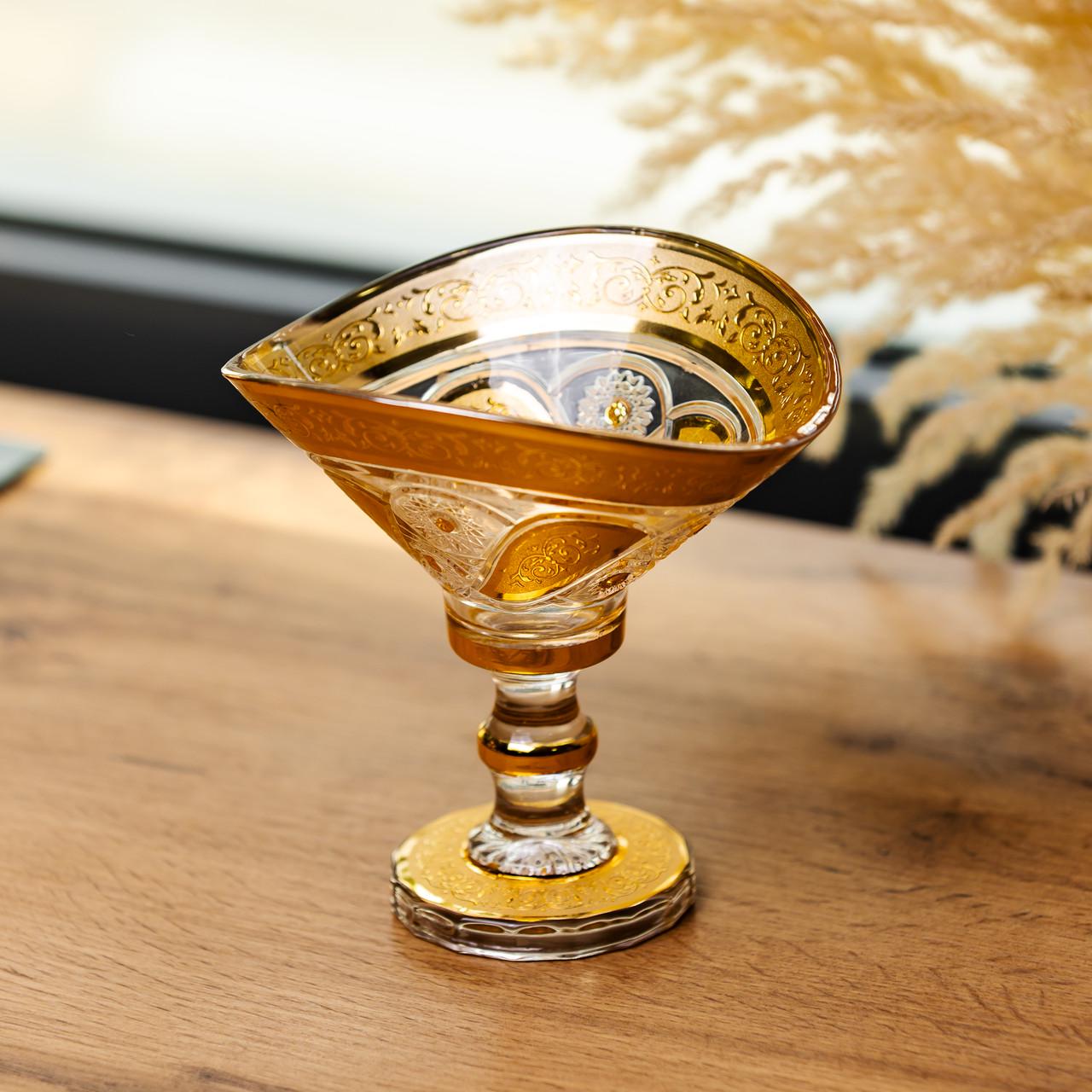 Конфетница стеклянная Bogema Gold 15 см (HP-34-134)