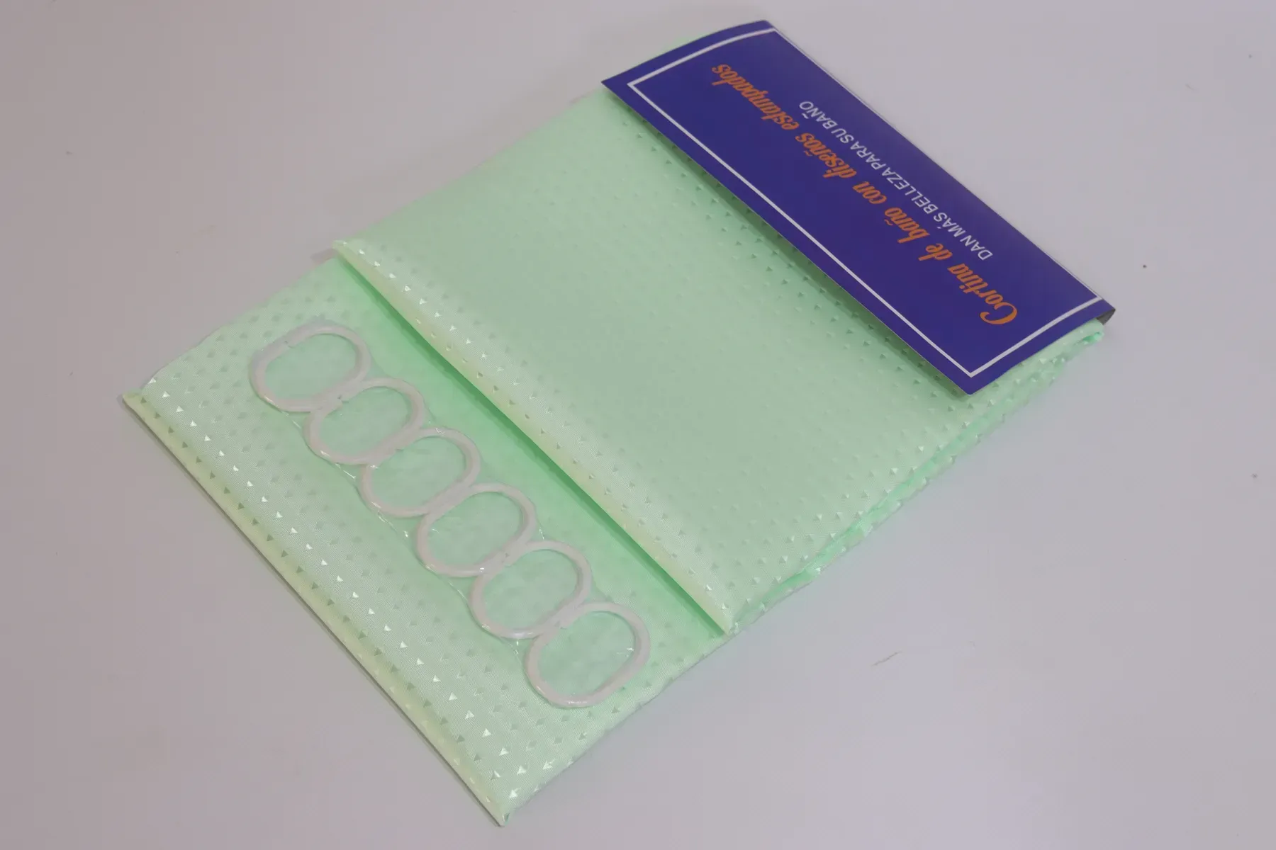 Шторка для ванной с кольцами однотонная 240х180 см Зеленый (5314/lightgreen)